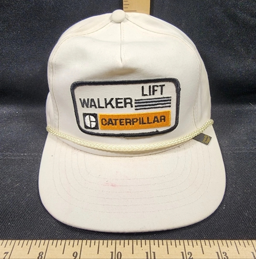 Vintage Walker Lift Caterpillar Strapback Trucker Cap Used Advertising
